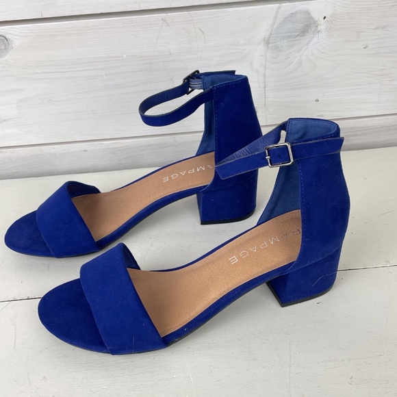 Rampage Mattie Blue Suede Sandals - Picture 1 of 9